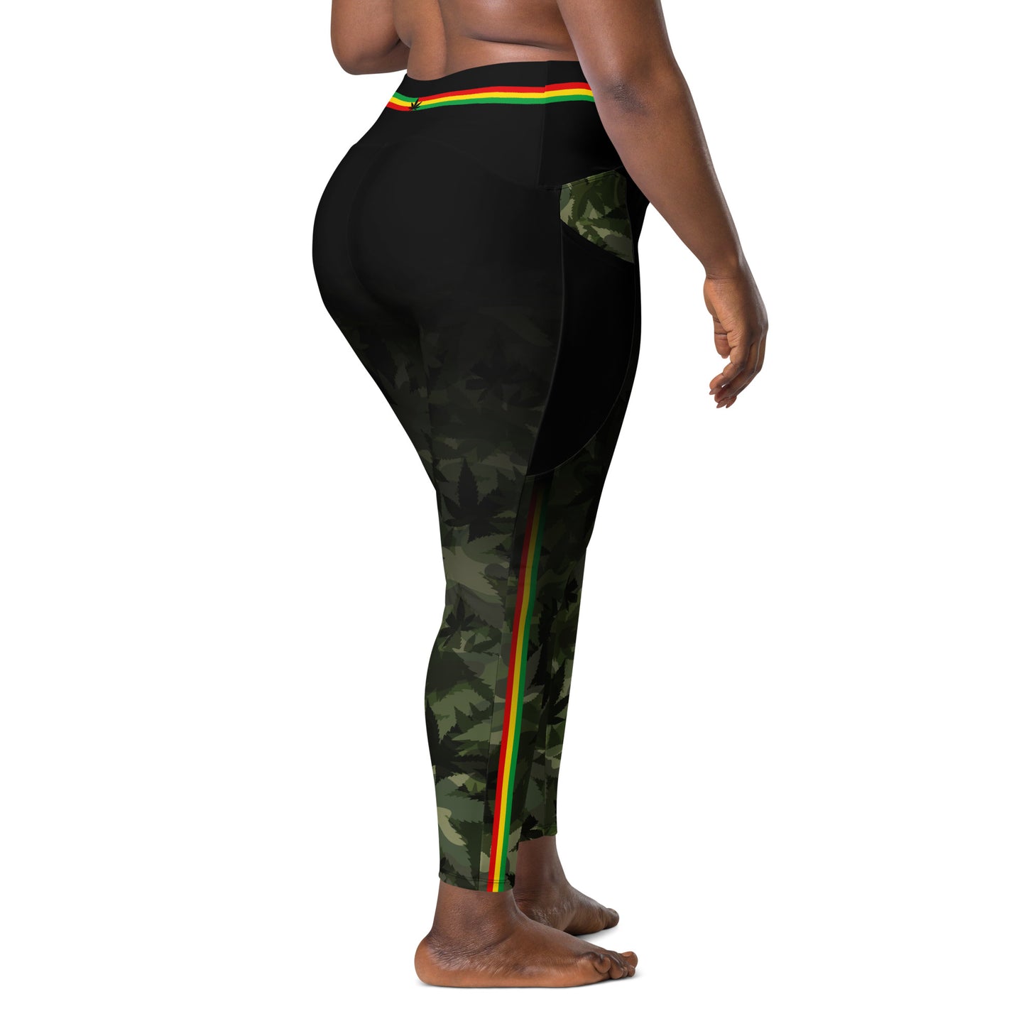 Rasta Cannaflage Crossover Leggings with Pockets