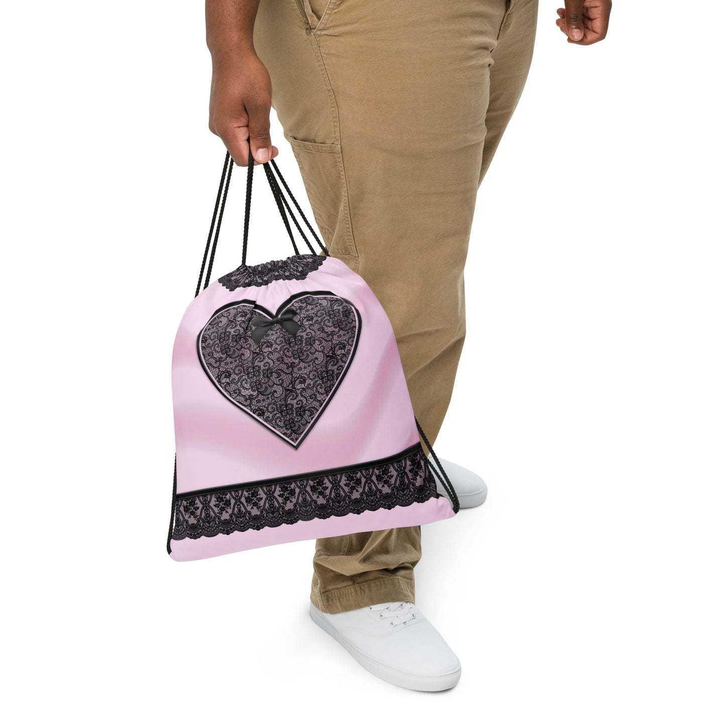 Pajamgeries Drawstring Overnight Bag - Pink and Black