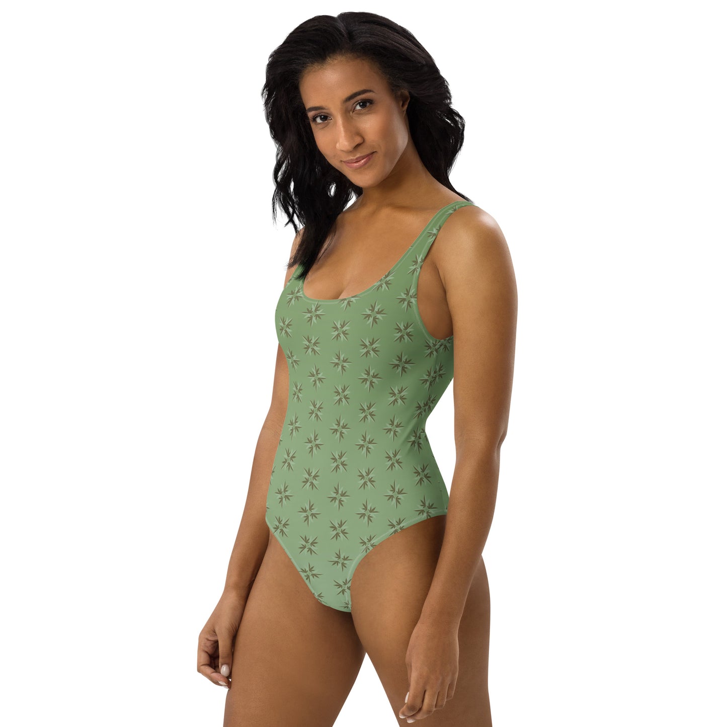 Fading Green Leaves One-Piece Swimsuit