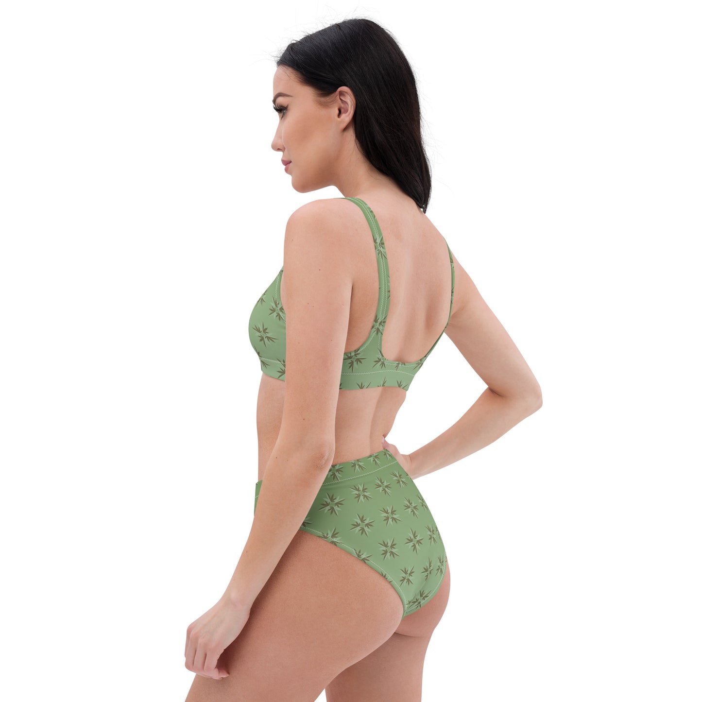 Fading Green Leaves Recycled High-Waisted Bikini