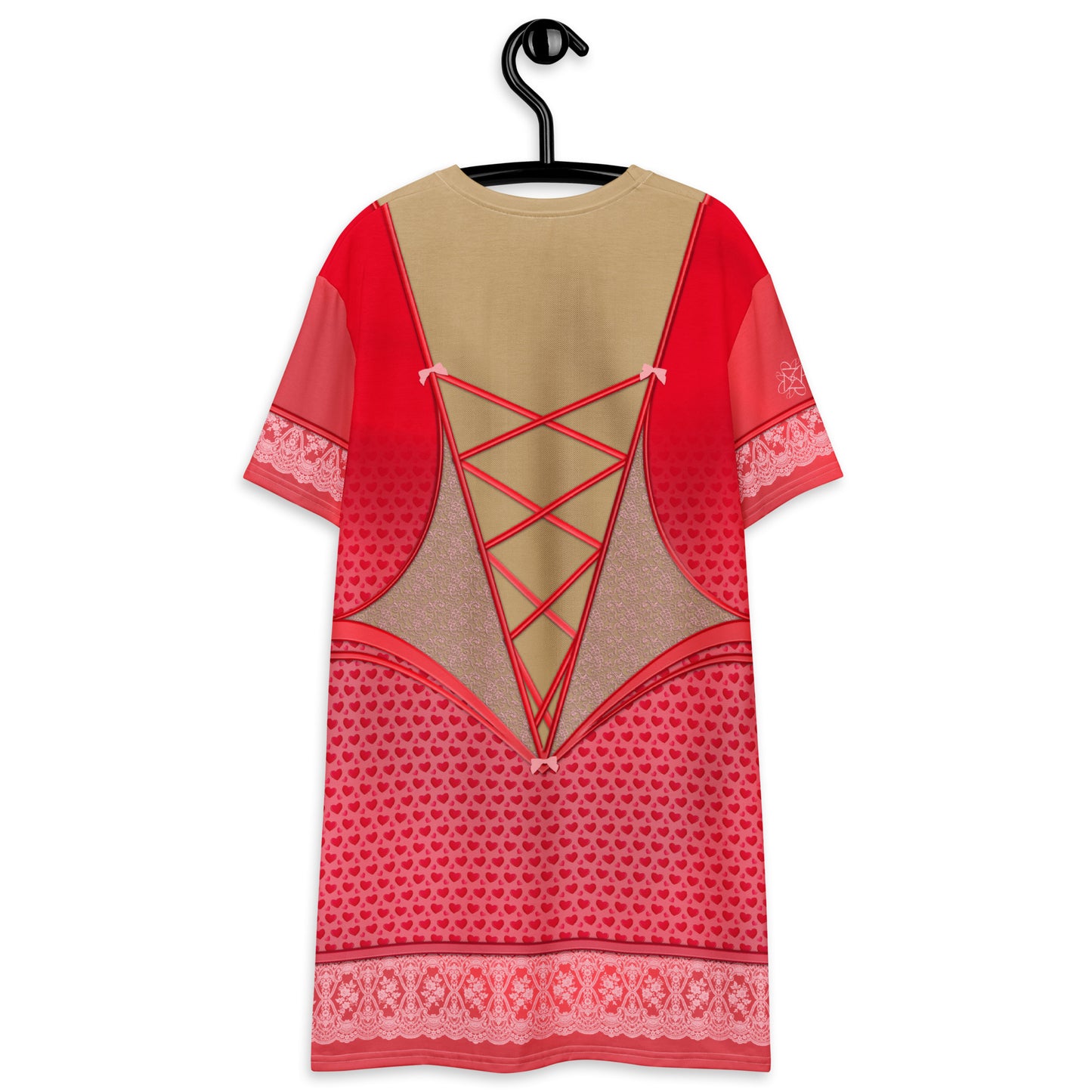 Pajamgeries T-shirt Dress - Valentine's Hearts - Mediterranean