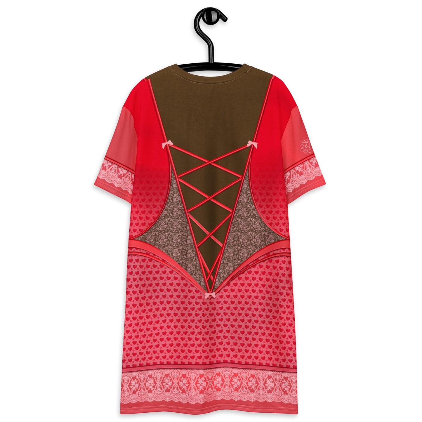 Pajamgeries T-shirt Dress - Valentine's Hearts - Ebony
