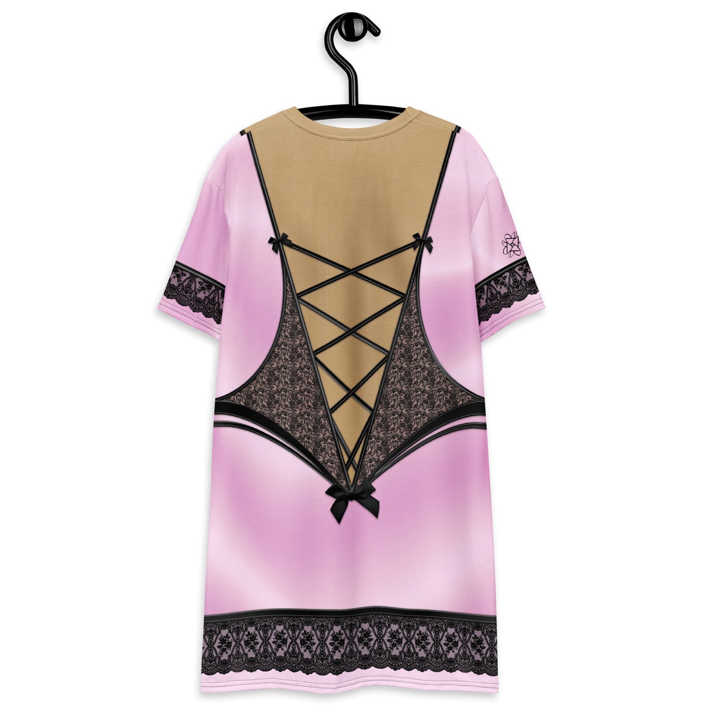 Pajamgeries T-shirt Dress - Pink and Black - Mediterranean