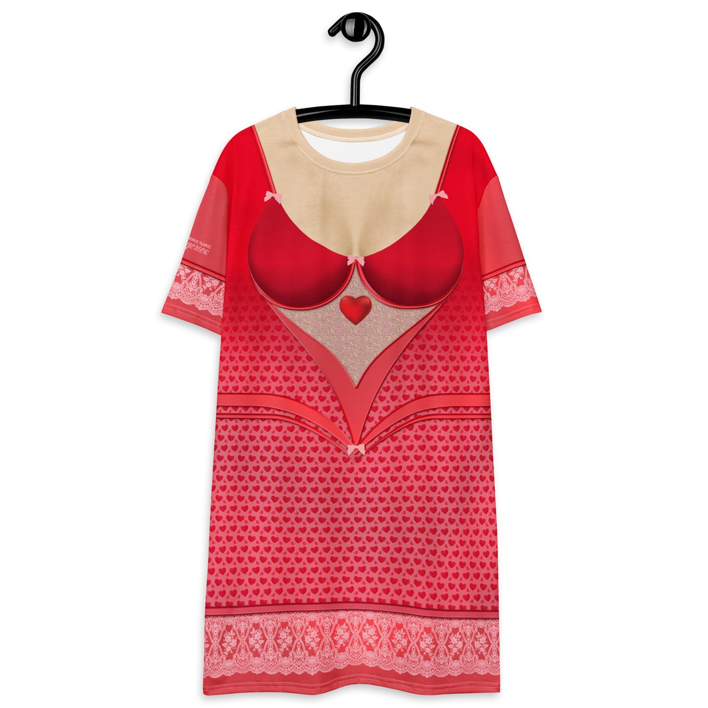 Pajamgeries T-shirt Dress - Valentine's Hearts - Ivory