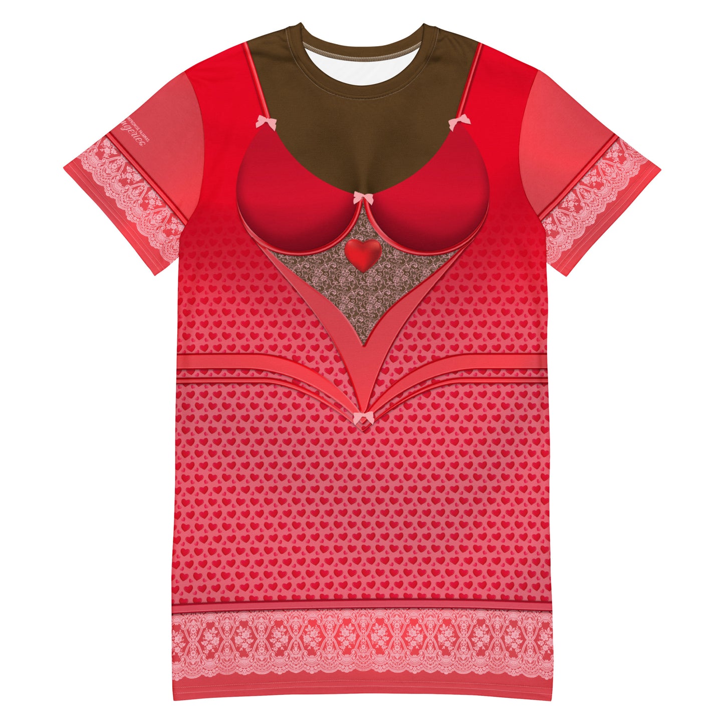 Pajamgeries T-shirt Dress - Valentine's Hearts - Ebony