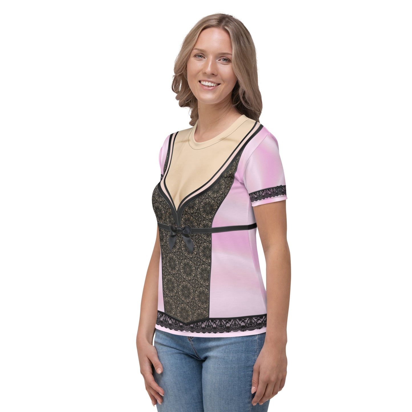 Pajamgeries Women's T-shirt - Pink and Black - Ivory