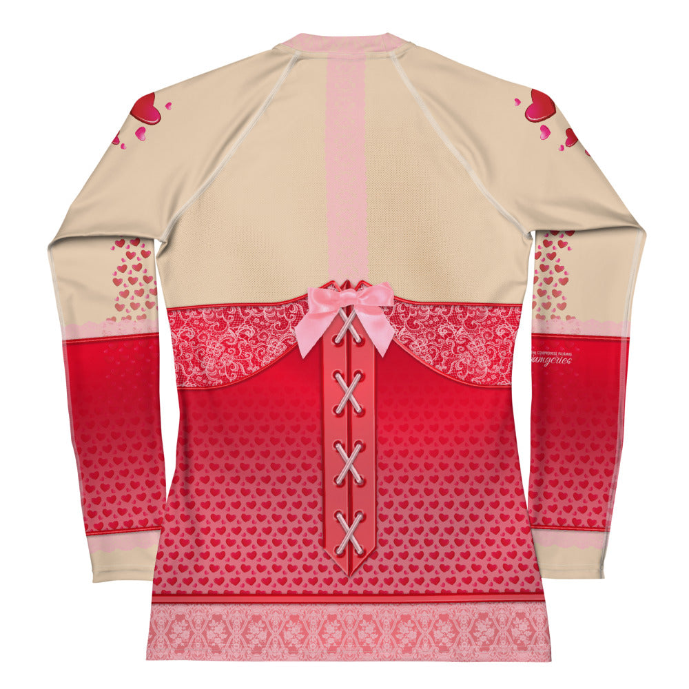Pajamgeries Women's Rash Guard - Valentine Hearts - Ivory