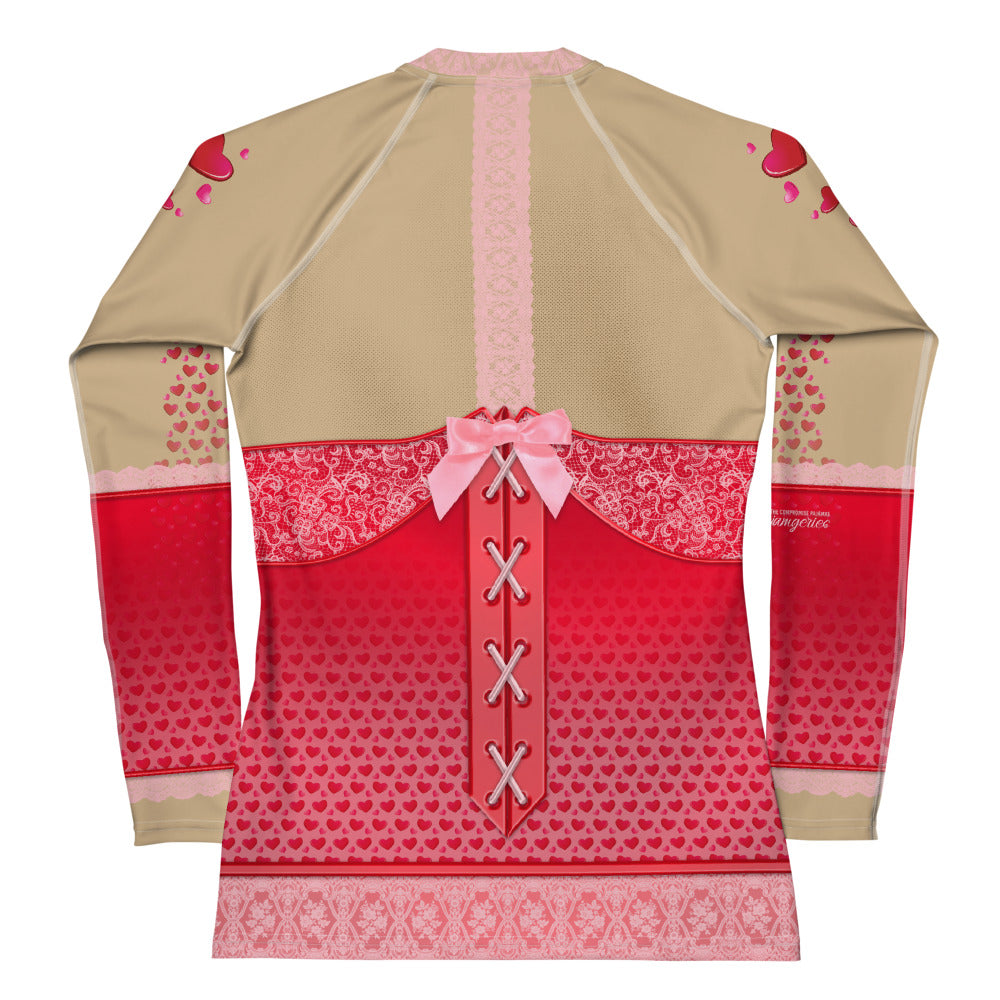 Pajamgeries Women's Rash Guard - Valentine Hearts - Mediterranean