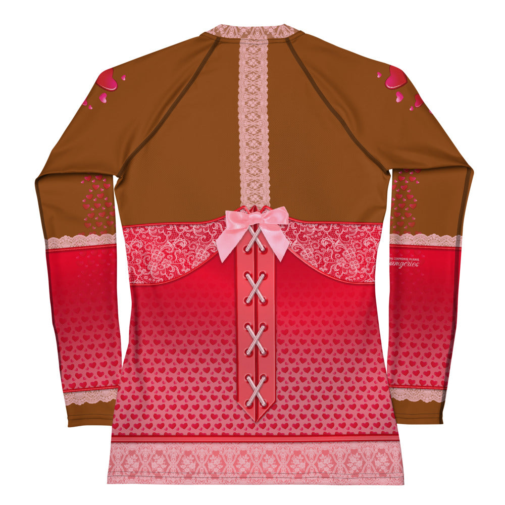 Pajamgeries Women's Rash Guard - Valentine Hearts - Canela