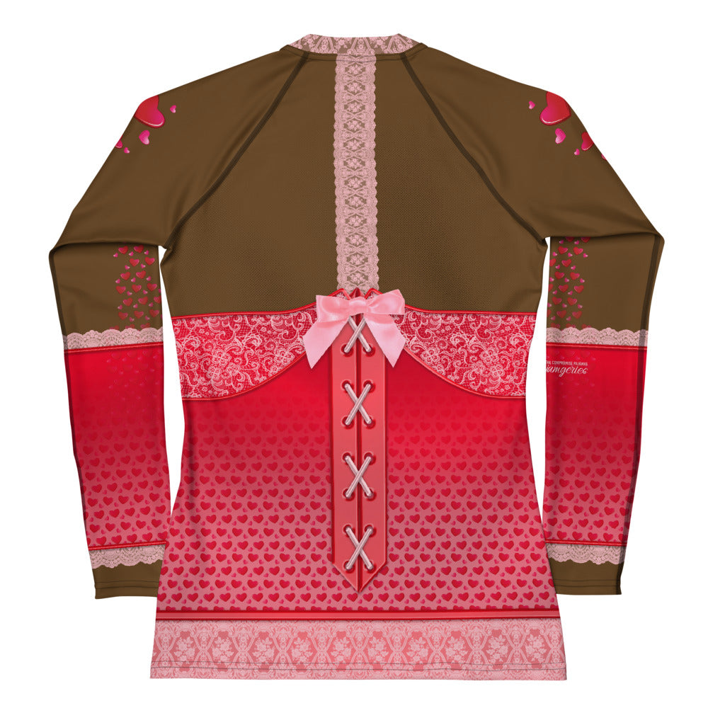 Pajamgeries Women's Rash Guard - Valentine Hearts - Ebony