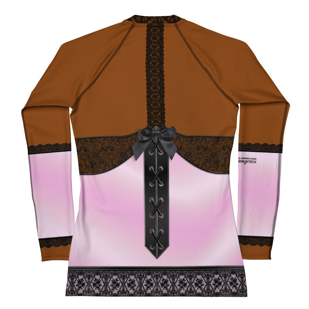 Pajamgeries Women's Rash Guard - Pink and Black - Canela