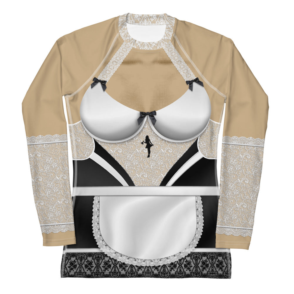 Pajamgeries Women's Rash Guard - French Maid - Mediterranean