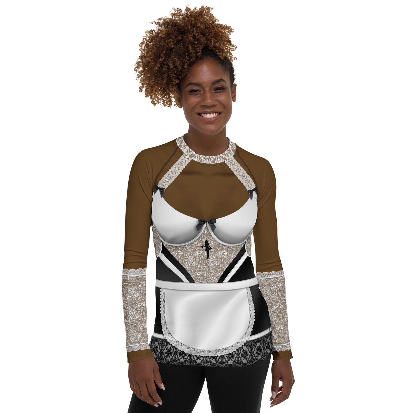 Pajamgeries Women's Rash Guard - French Maid - Ebony