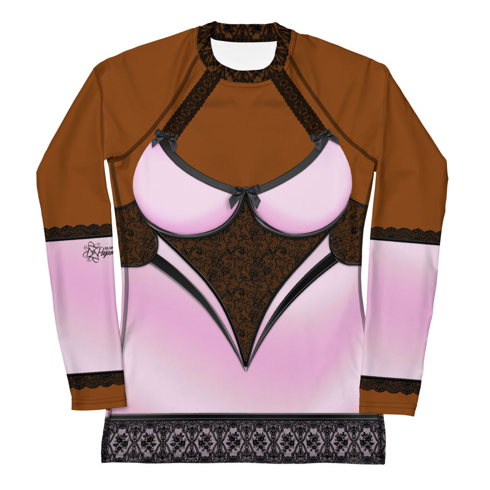 Pajamgeries Women's Rash Guard - Pink and Black - Canela