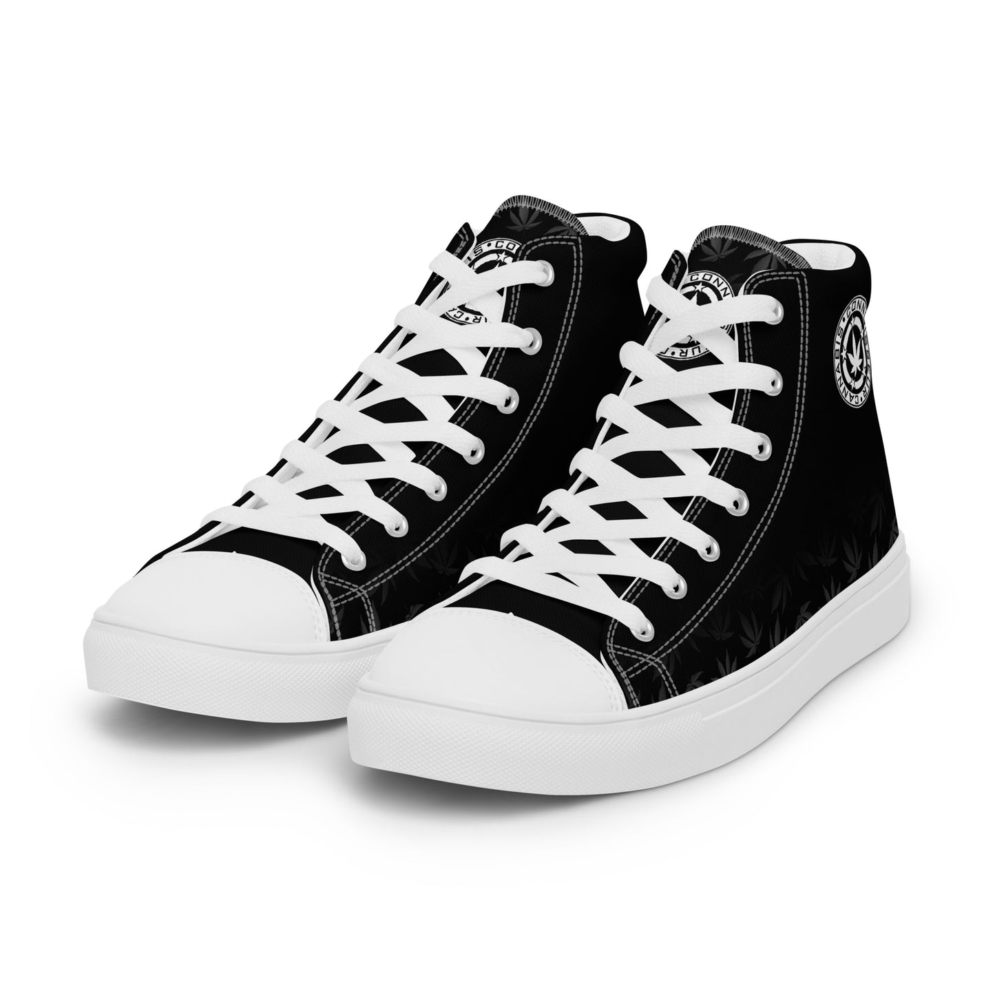 Cannabis Connoisseur Women’s High Top Canvas Shoes - Contrast Black