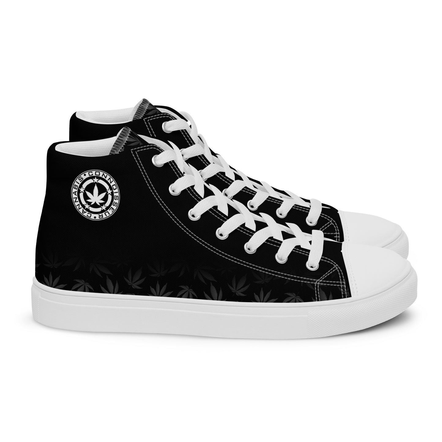 Cannabis Connoisseur Women’s High Top Canvas Shoes - Contrast Black
