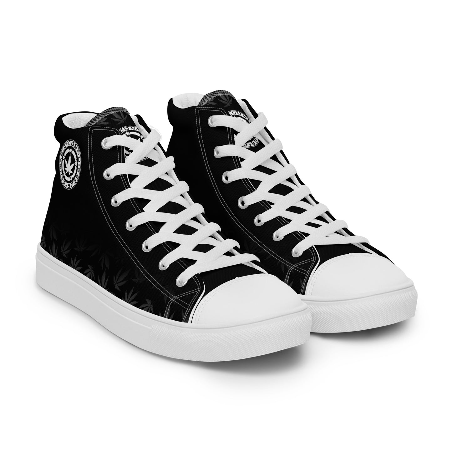Cannabis Connoisseur Women’s High Top Canvas Shoes - Contrast Black