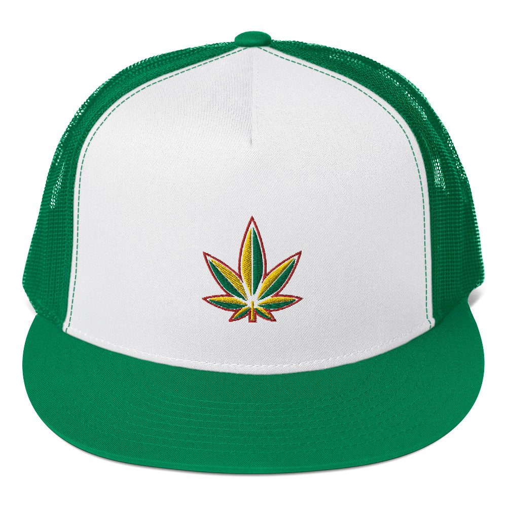 Rasta Leaf Trucker Cap