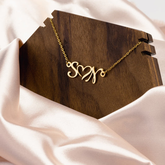 Pajamgeries Double Initial Heart Necklace