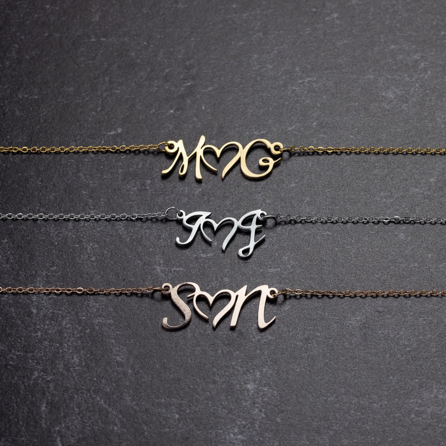 Pajamgeries Double Initial Heart Necklace