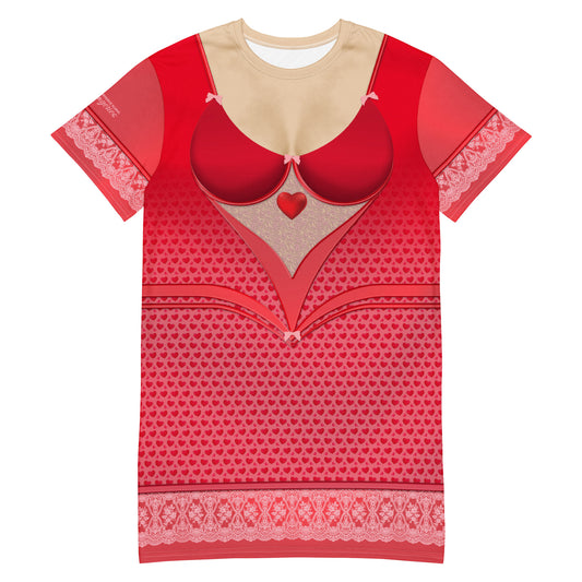 Pajamgeries T-shirt Dress - Valentine's Hearts - Ivory
