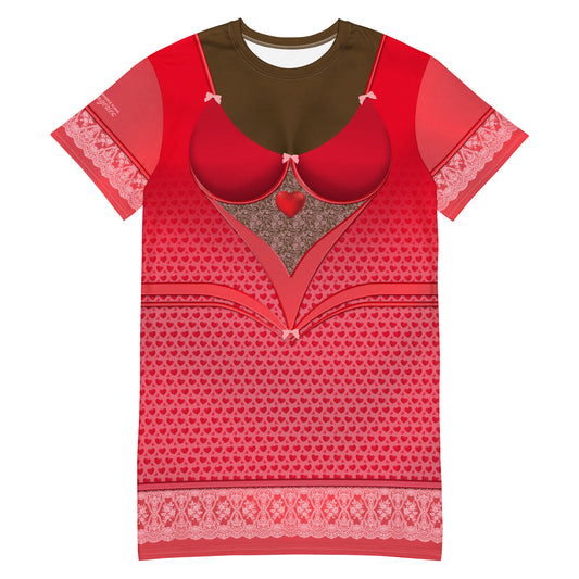 Pajamgeries T-shirt Dress - Valentine's Hearts - Ebony