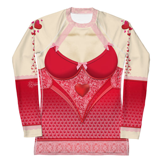 Pajamgeries Women's Rash Guard - Valentine Hearts - Hanami