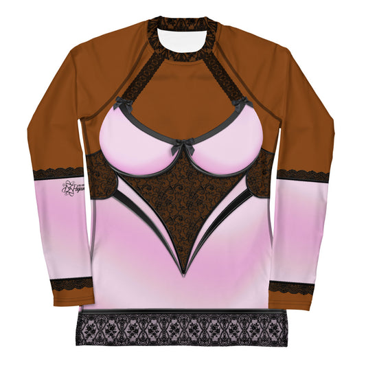 Pajamgeries Women's Rash Guard - Pink and Black - Canela