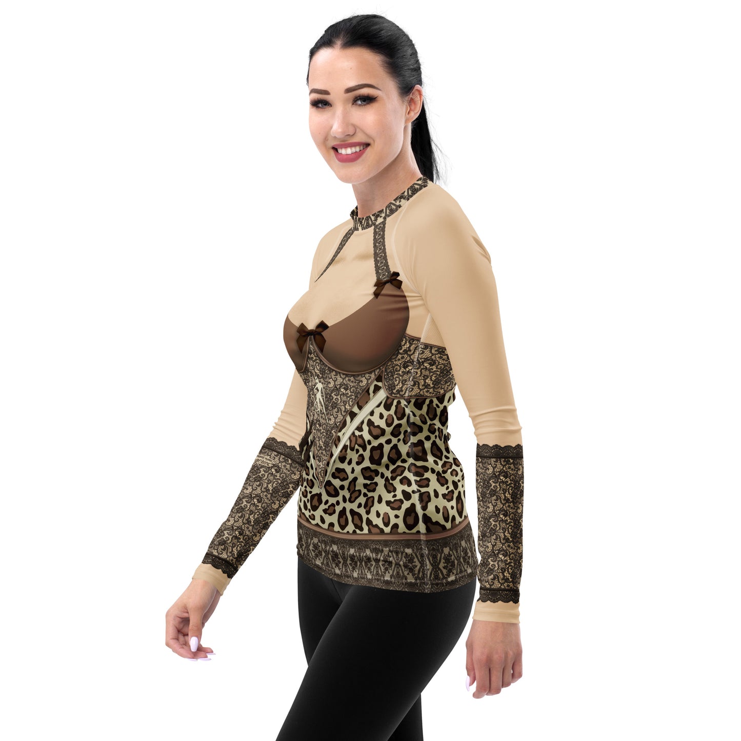 Pajamgeries Women's Rash Guard - MeWOW - Ivory