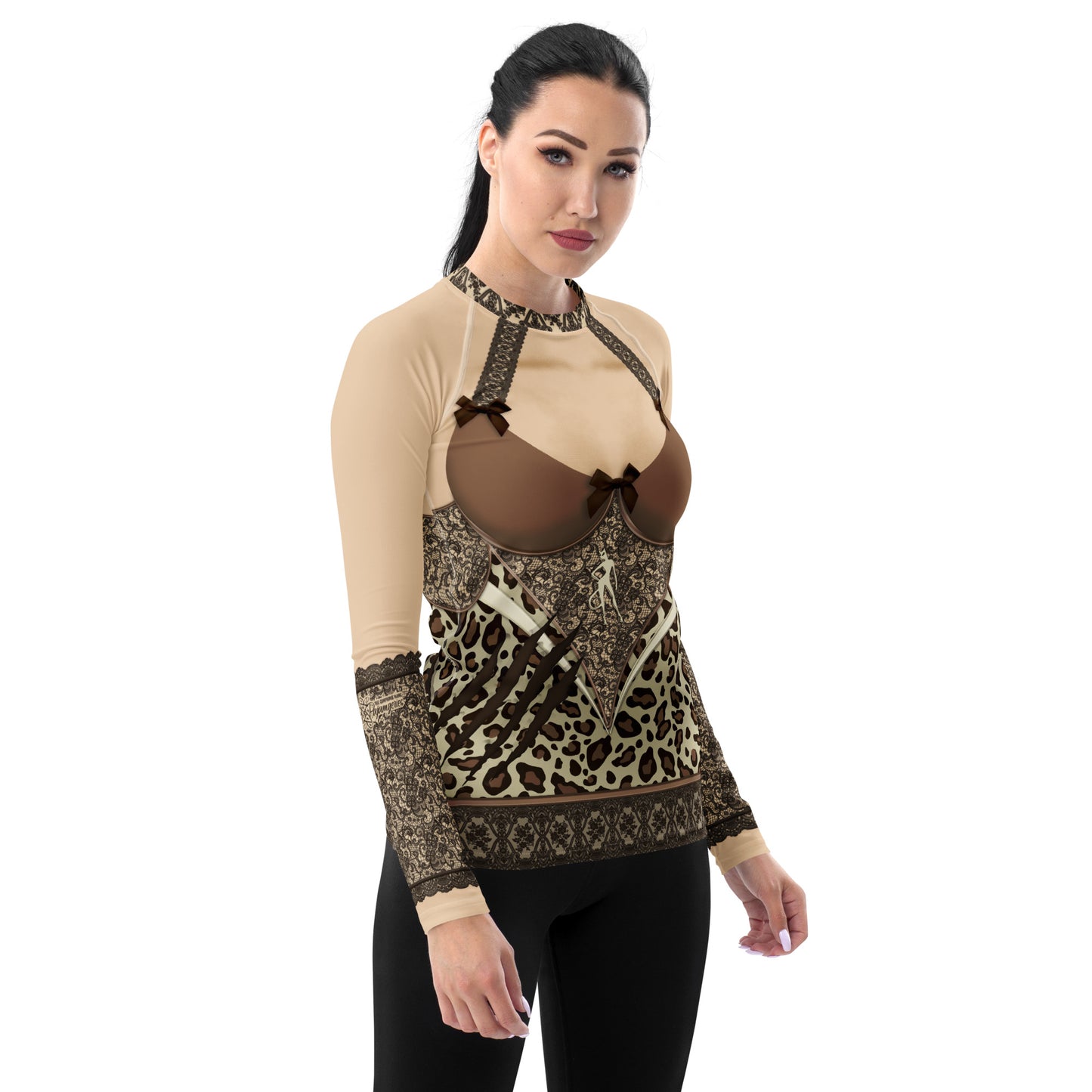Pajamgeries Women's Rash Guard - MeWOW - Ivory