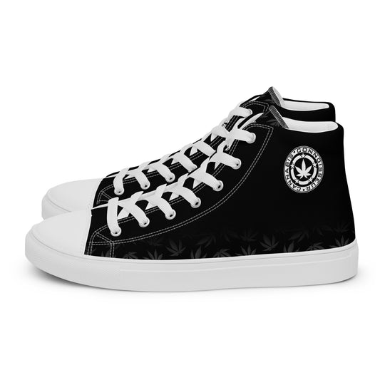 Cannabis Connoisseur Men’s High Top Canvas Shoes - Contrast Black
